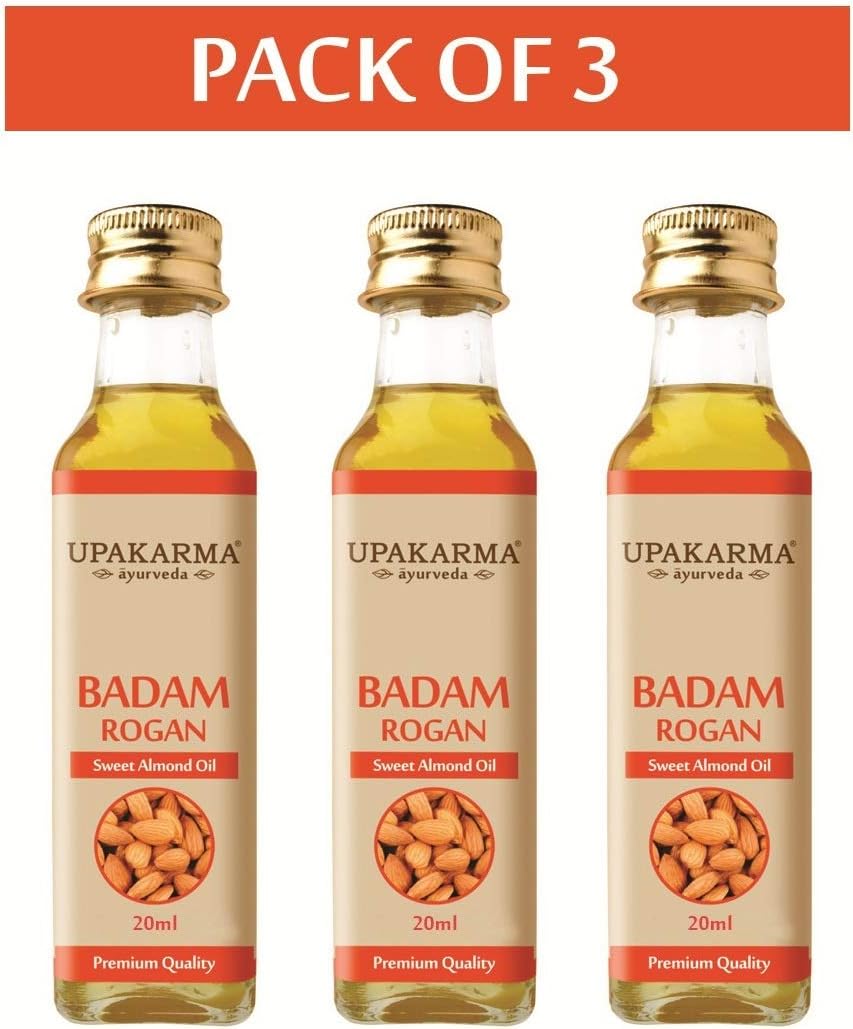 UPAKARMA Badam Rogan Sweet Almond Hair Oil (20 ml) Pack of 3