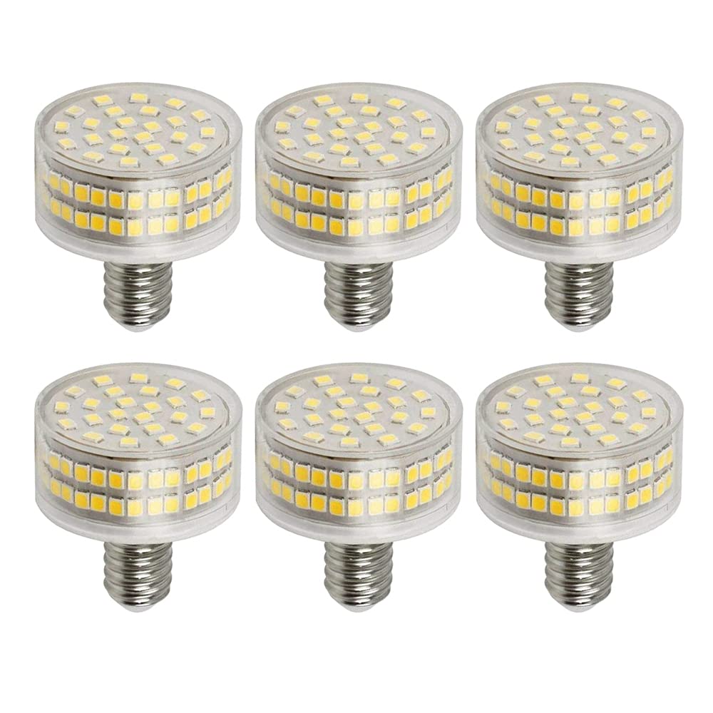 WULUN 6 Pack E14 9W LED Light Bulbs, Flat Round, 88 Led Chips, Equivalent to 90W Halogen Bulbs, 900LM, 6000K Cool White, 360° Beam Angle, AC 220-240V, Non-Dimmable,
