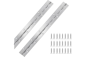 HRWFNTY 2Pcs Piano Hinge, 12 Inch Stainless Steel Hinges with Holes and 24 Pieces Stainless Steel Screws, Piano Heavy Duty Hinges, Suitable for Cabinets, DIY Storage Boxes, and Marine Scenarios
