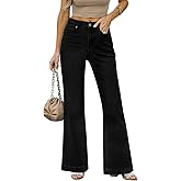 Metietila Wide Leg Jeans for Women Mid-Rise Stretchy Baggy Jeans Distressed Denim Pants Trendy