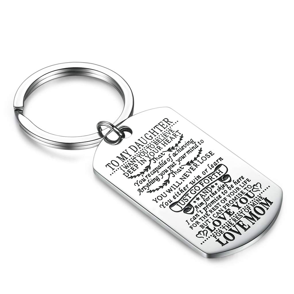 CERSLIMO Inspirational Gifts for Daughter Keychain Children Present Jewellery Birthday Gifts To My Daughter From Mom Keyrings