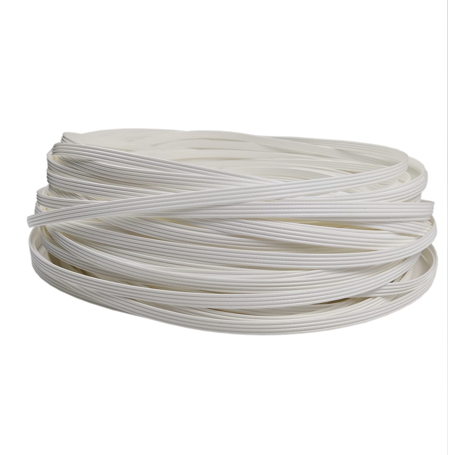Feyart 60m Flat PE Rattan Plastic Wicker for Chair Recliner Coffee Table Rattan Furniture Repair (Four Lines/White/ 8 * 1.3mm)