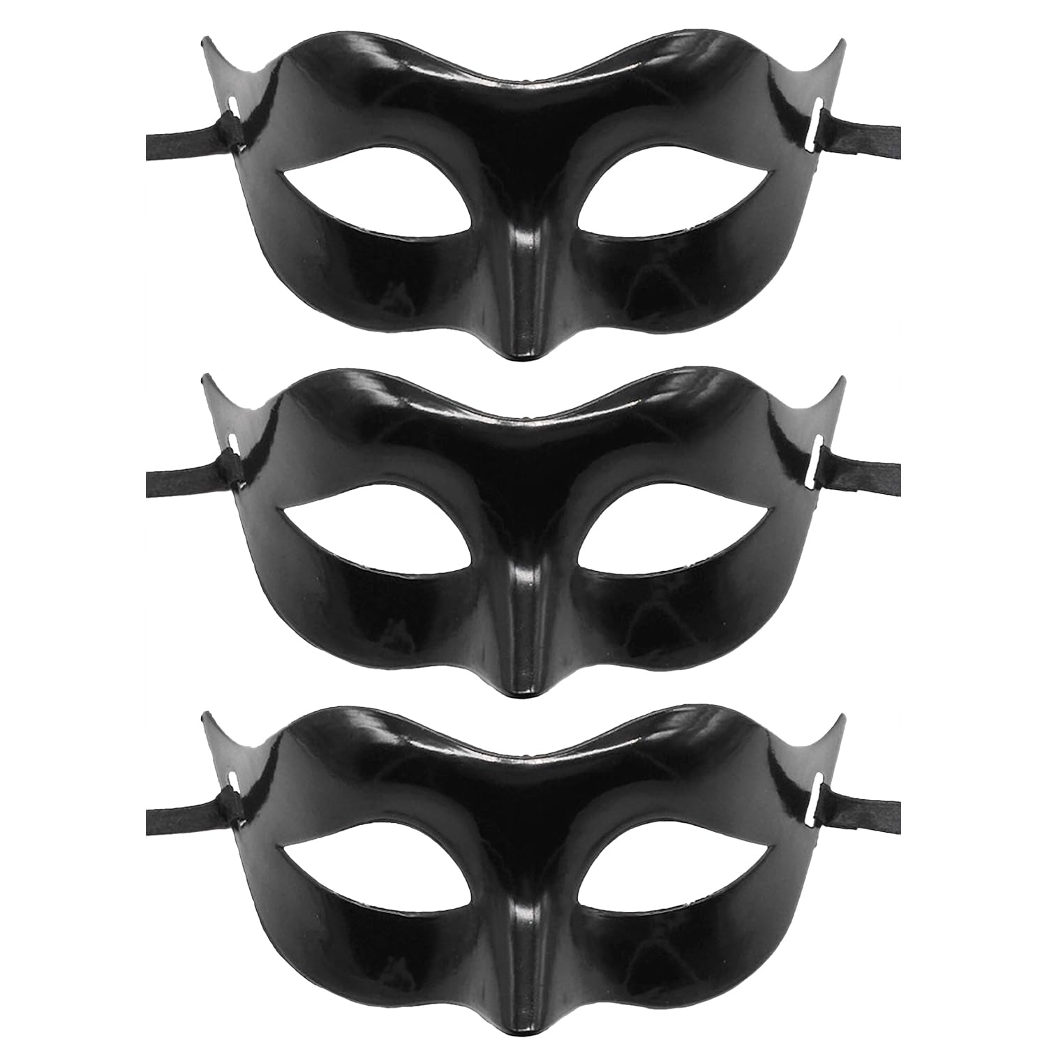 Nereds 3pcs Masquerade Mask Black Matte Classic Style Venetian Mask Eyemask Costume Props for Halloween Mardi Gras Party
