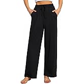 Choosefree Women's Casual High Waist Comfy Lounge Pajamas Drawstring Loose Wide Leg Yoga Dance Workout Pants with 3 Pockets