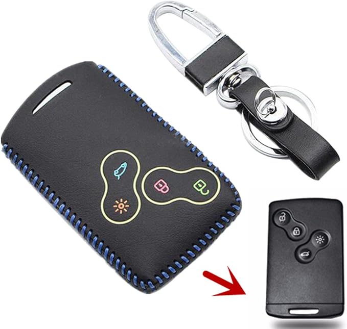 Kaxich Étui Clé Voiture Cuir Pour Kadjar Koleos - Coque 4 Boutons Protection Élégante