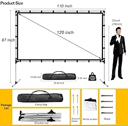 AZXRHWYGS Projector Screen with Stand 120 inch