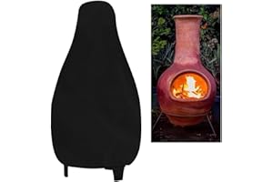 7Queen Chiminea Covers for Clay Chiminea, Weather Resistant Protective Fire Pit Heater Cover, Waterproof Durable Cover Duty Outdoor Patio Chiminea Caps (Black L Size)