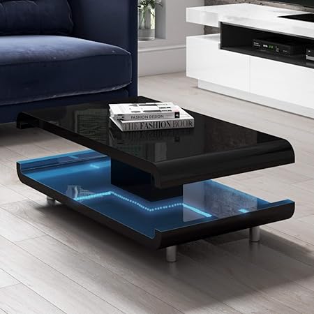 black gloss led coffee table