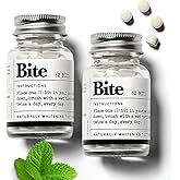Bite Whitening Toothpaste Tablets &ndash; 2 Months &ndash; Fluoride Free, Nano Hydroxyapatite + Xylitol, Mint &ndash; Vegan, Cruelty-Free, Made in USA, Sensitive Teeth, Travel Size, Adults, Kids, (2 Bottles, 124 Tabs)