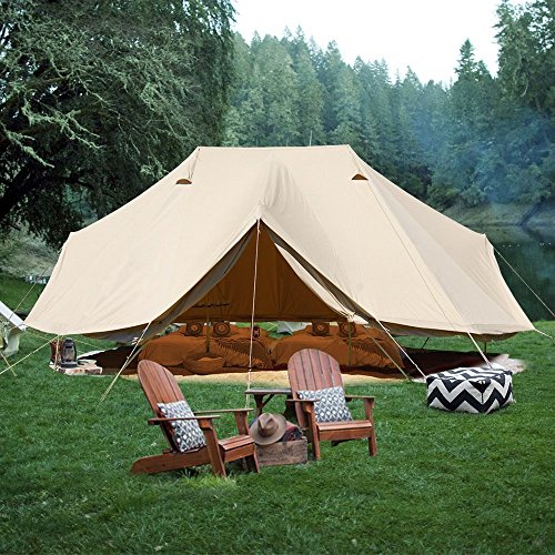 PlayDo 6M/19.6FT Extra Large Waterproof Cotton Canvas Camping Bell Tent