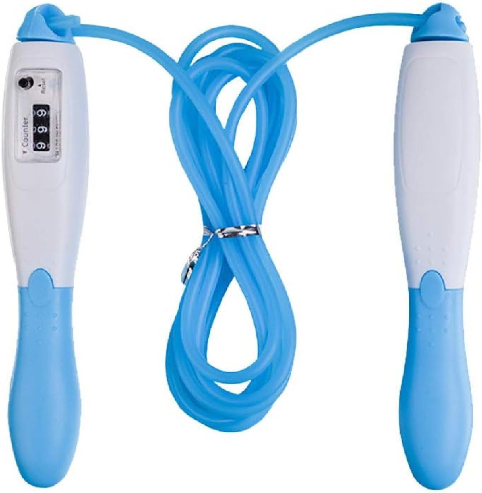 Itian Digital Adjustable Lightweight Jump Rope (Blue, White) with Calorie and Jump Counter, ABS Handle