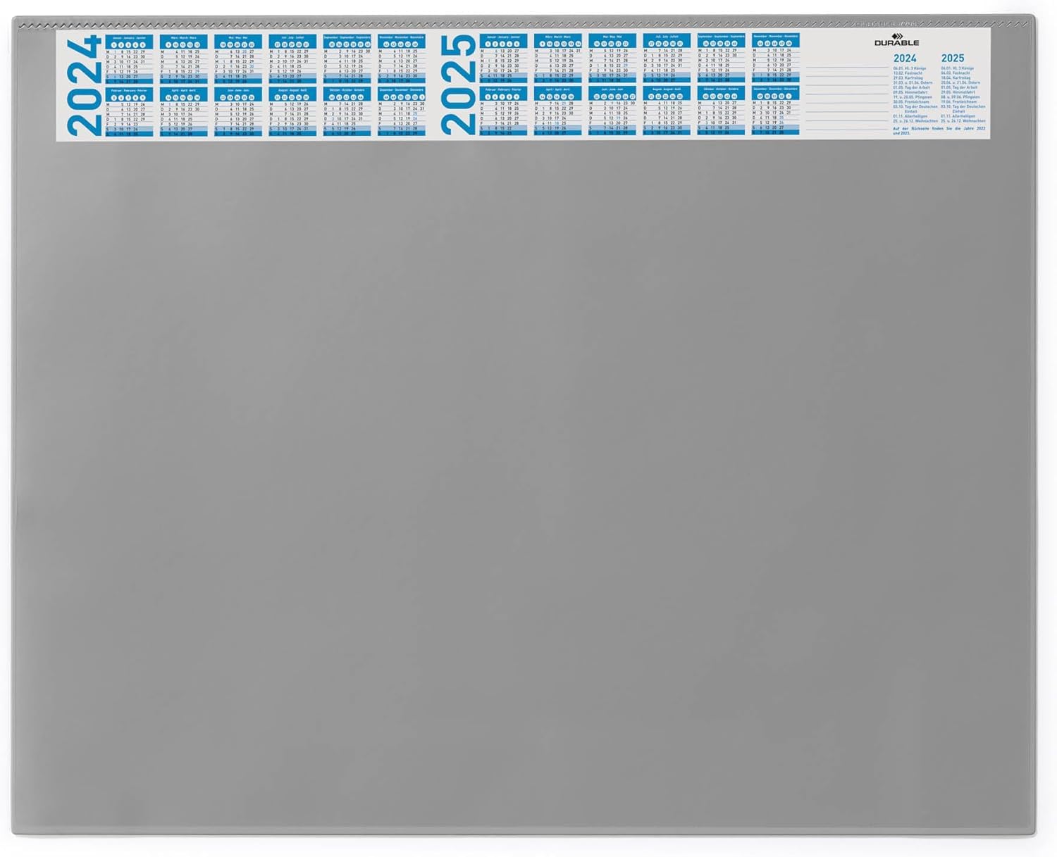 Durable Desk Mat with Annual Calendar Grey | 65 x 52 cm | Pack of 1 | Anti-Glare Transparent Overlay Included | Ideal for Offices and Home Offices