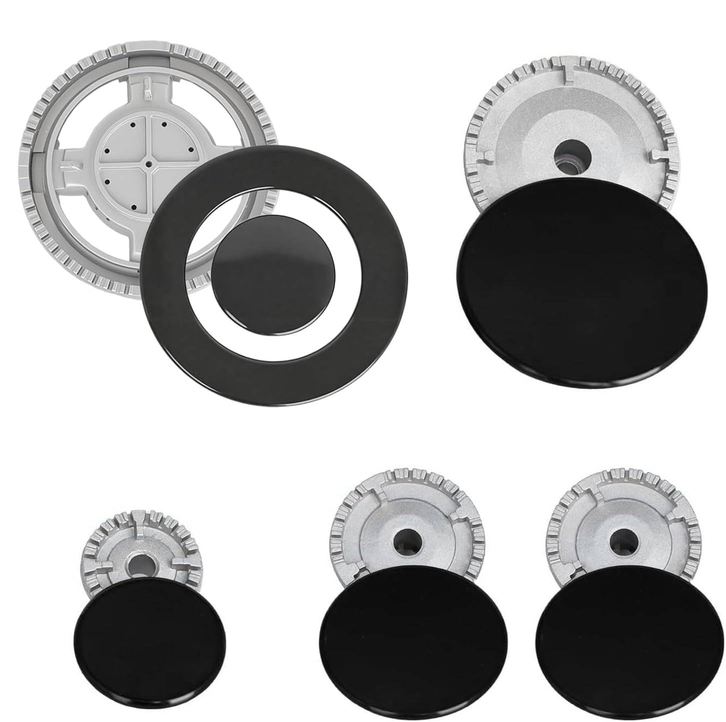 Photo 1 of 11Pcs Gas Stove Burner Caps Set Metal Stove knob Cooker Hat Set Fit For SABAF Stove Handles Lid Kit Oven Gas Hob Burner Crown Flame Cap Cover for Kitchen Metals Stove knob