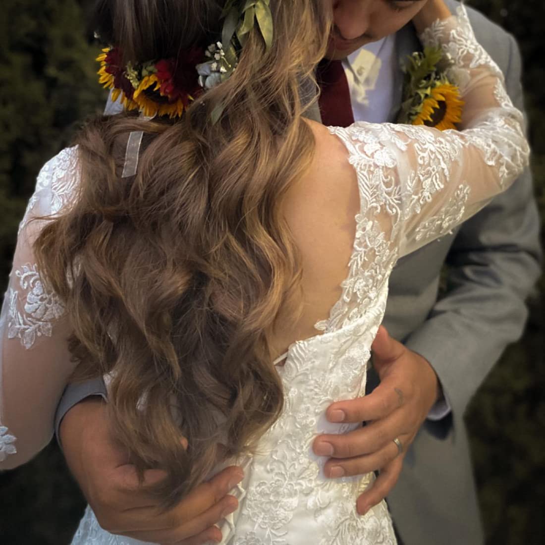 Findlovewedding Wedding Dresses for Bride with Lace Appliques Chiffon A Line Women Dress Long Sleeves Beach Bride Dress