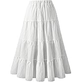 SHENHE Girl's Flowy Maxi Skirt A Line High Waisted Tiered Ruffle Swing Long Skirt