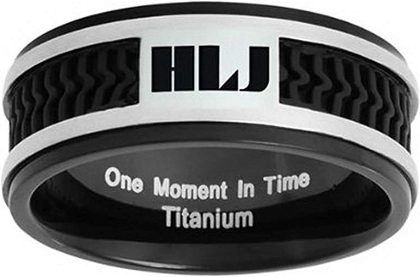 J120S - Spanish HLJ CTR Ring "Elements" Black Titanium with Rubber Inlay Designer inspired silver jewelry modern exclusive