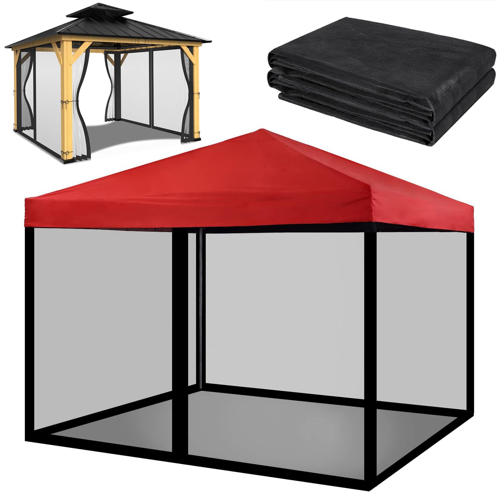 Photo 1 of Tappio 10x10 Mosquito Net with Zipper for Patio Camping Gazebo and Canopy Tent, Outdoor Gazebo Replacement Mosquito Netting Tent Screen Wall, Ultra Fine Mesh(Only Net No Frame)