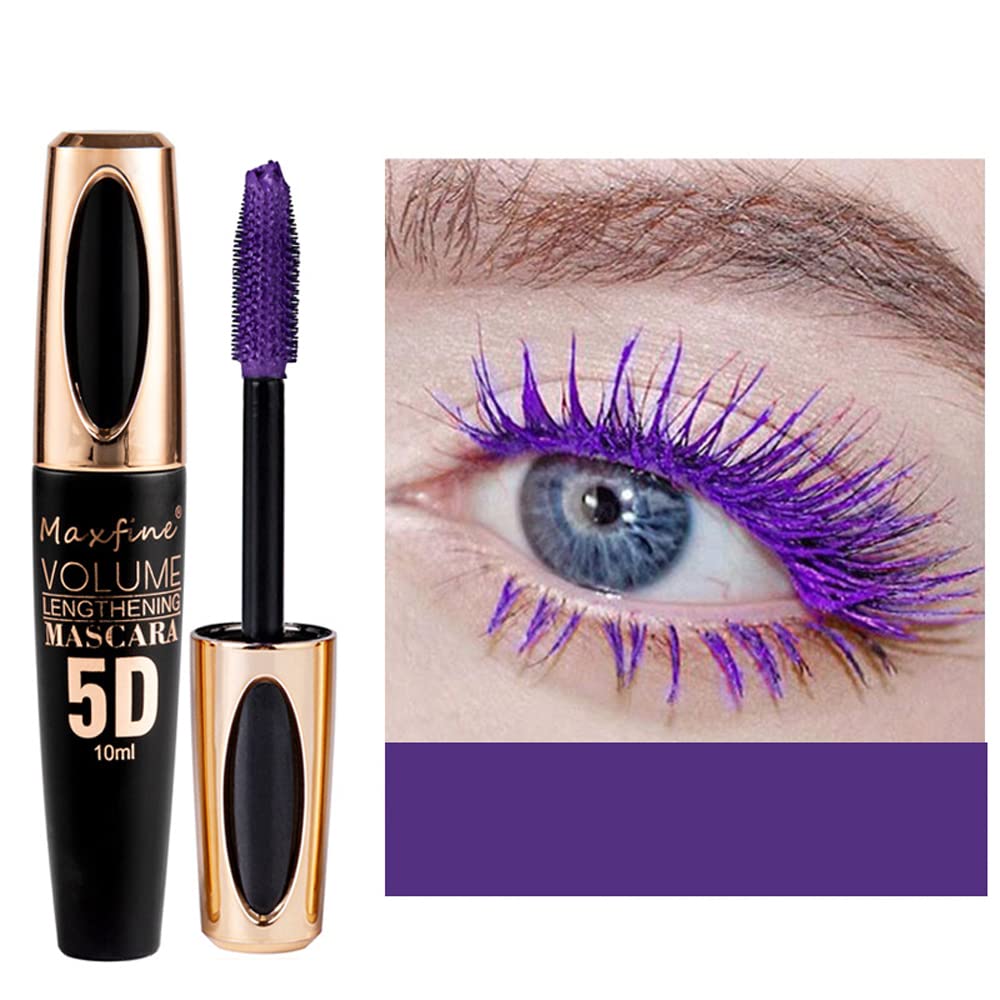Color White Mascara Waterproof Long Lasting Curling Lengthening Mascara Makeup Eye Lashes Party Stage Use (purple)