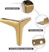 LOLYSIC 8 Pcs Gold Metal Furniture Legs 13cm Heavy Duty Triangle view 3