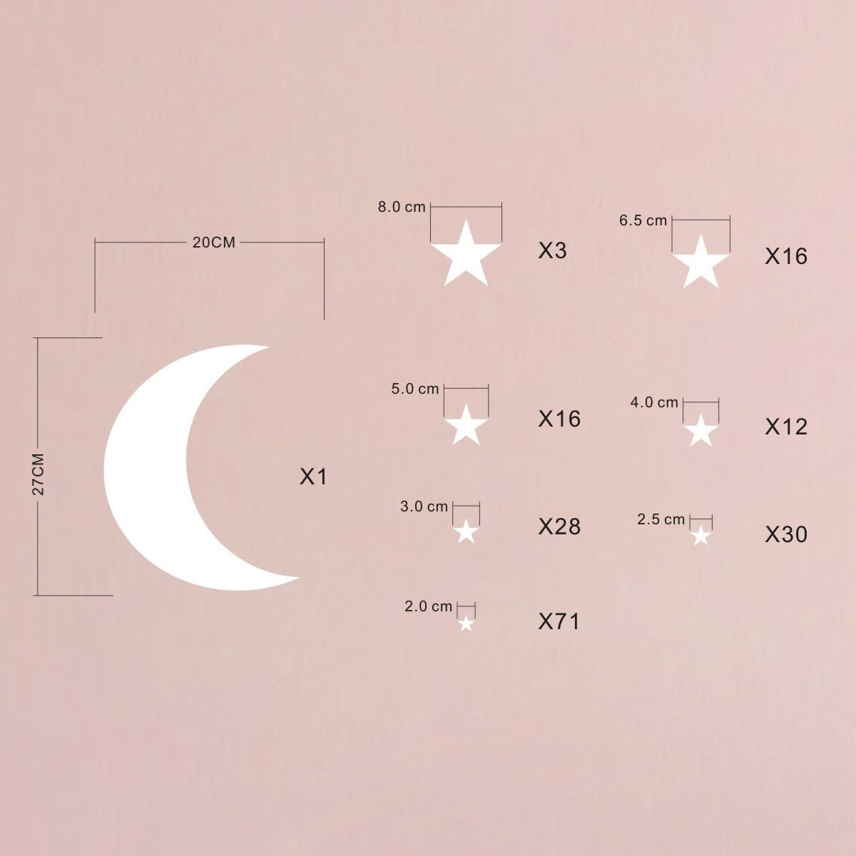 Moon and Stars Wall Decal Vinyl Sticker for Kids Boy Girls Baby Room Decoration Good Night Nursery Wall Decor Home House Bedroom Design YMX16 (White): Arts, Crafts & Sewing