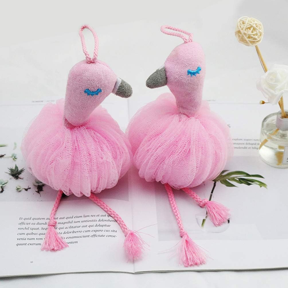TOPBATHY Flamingo Shaped Bath Loofahs Sponge Shower Pouf Body Scrubber Ball Mesh Pouf Bath Sponge Body Scrubber Exfoliator - Image 5