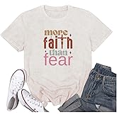 Qrupoad Womens Faith Over Fear T Shirt Summer Casual Christian Religious Inspirational Spiritual Graphic Tees Tops