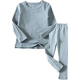 JWWN Toddler Boys Girls Thermal Underwear Long Sleeve T-shirt Leggings 2Pcs Kids Winter Base Layer Set, 12Months-8Years