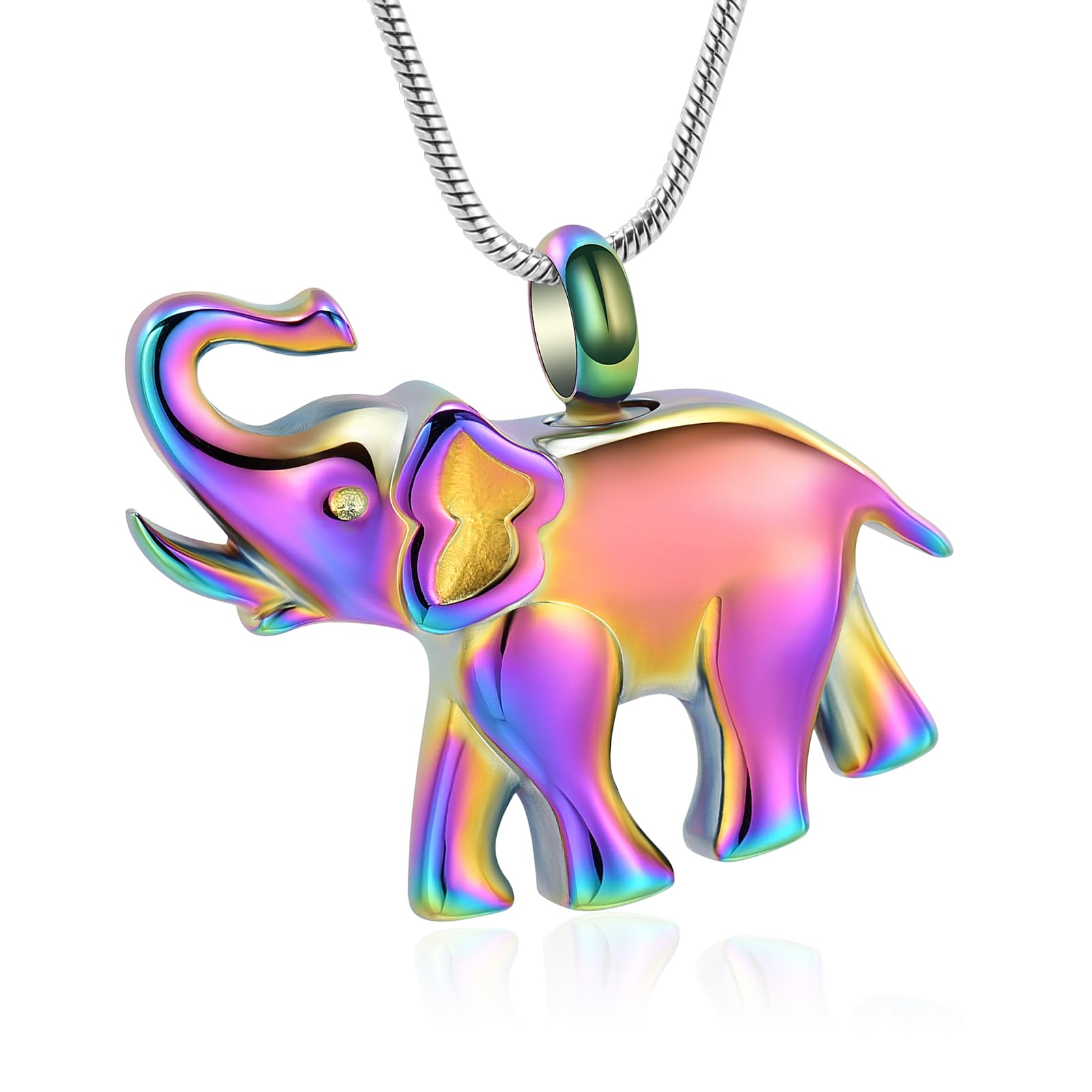 Cremation Jewelry for Ashes Elephant Shape Stainless Steel Keepsake Memorial Pendant Locket Urn Necklace for Pet/Human