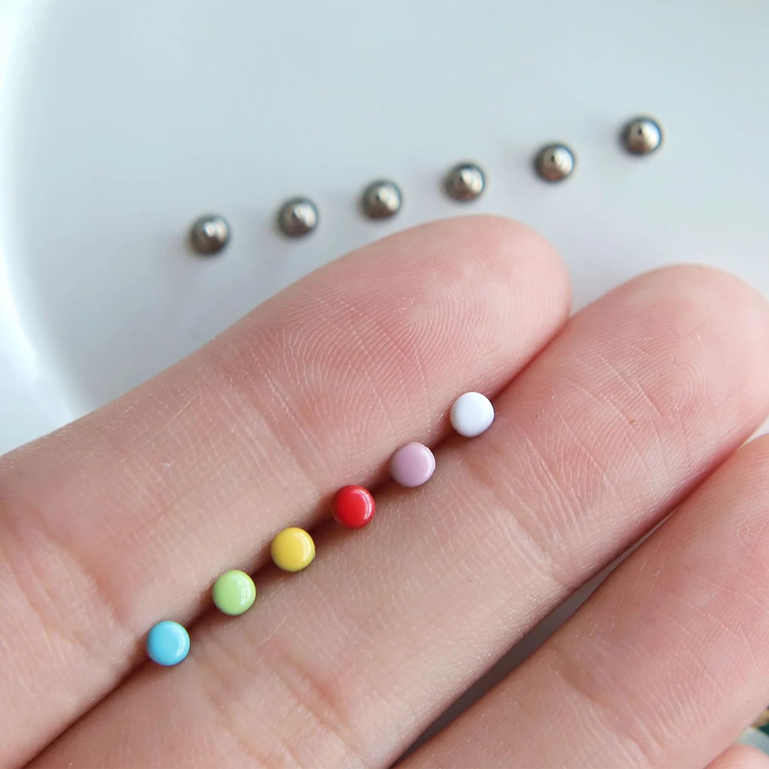 Photo 1 of 3mm / 0.12 inches Mini Rivet Studs, Double Cap Rivet Tubular, Mini Metal Studs, in 10 Colors, for Doll Clothes Sewing Projects (10PCS)