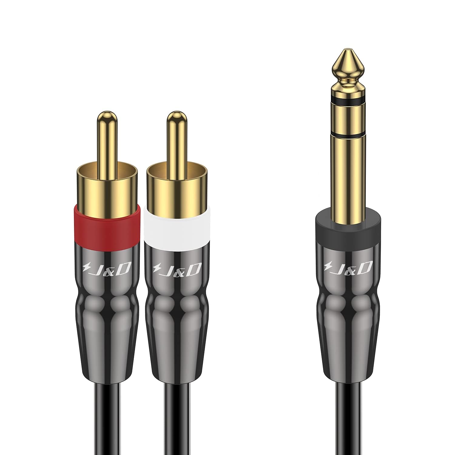 J&D 6.35mm TRS to Dual RCA Audio Cable, Copper Shell Heavy Duty 6.35mm 1/4 inch Male TRS to 2 RCA Male Stereo Audio Y Splitter Cable (4.5 m)