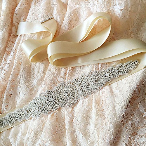 Azaleas Women's Crystal Bridal Sash Belts Wedding Belt Sashes for Wedding Ivory One Size - Thumbnail 4