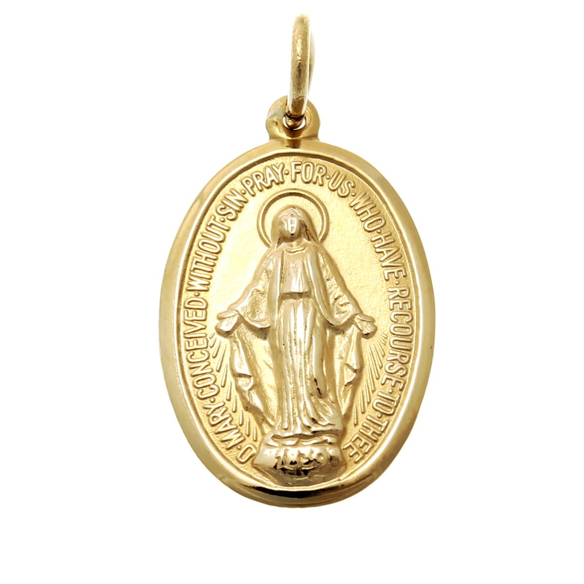 Alexander Castle Solid 9ct Gold Miraculous Medal Catholic Pendant - 16mm x 11mm Miraculous Medal PENDANT ONLY with Jewellery Gift Box