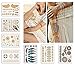 Temporary Tattoo ( 9 SHEET)7 Sheet Metallic Gold+ 2 Change the Color in The Sun - High Quality, Non-Toxic, Eco-Friendly, Easy To Apply and Long Lasting