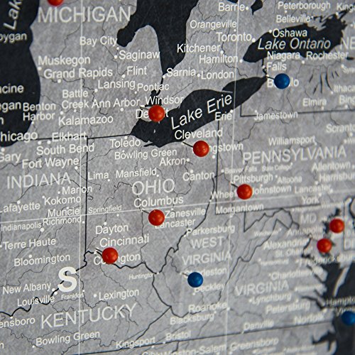 USA Travel Map Pin Board - Modern Slate