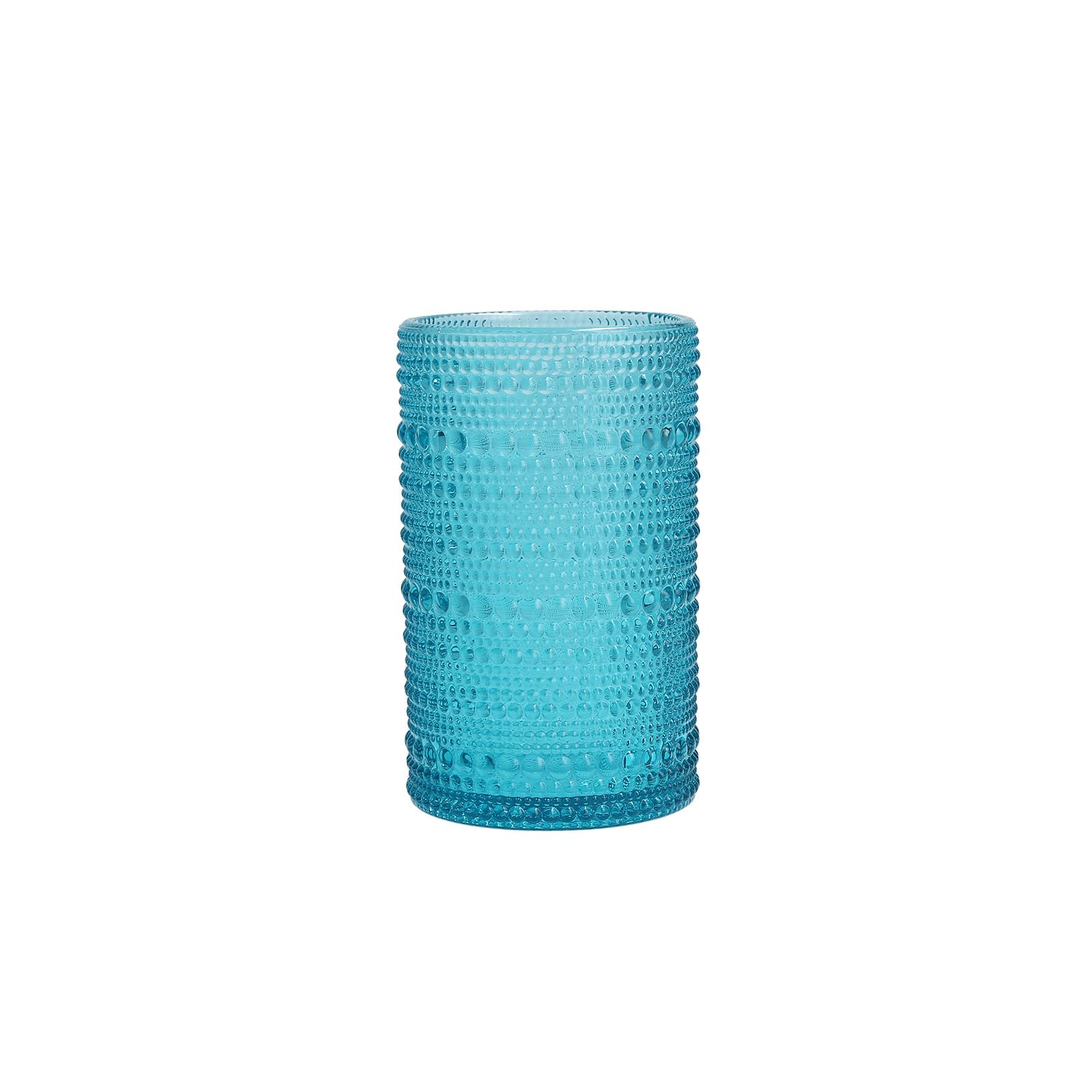 Fortessa Jupiter Beaded Hobnail Glass, 13 Ounce Iced Beverage (Set of 6), Lagoon Blue Image
