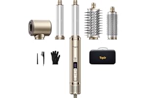 Tqcir 5-in-1 Professional Hair Dryer Brush, Powerful Multi-Styler with Auto-Wrap Curlers, Fast Drying Curling Straightening Volumizing Without Heat Damage, Storage Case Best Gift for Girl/Women