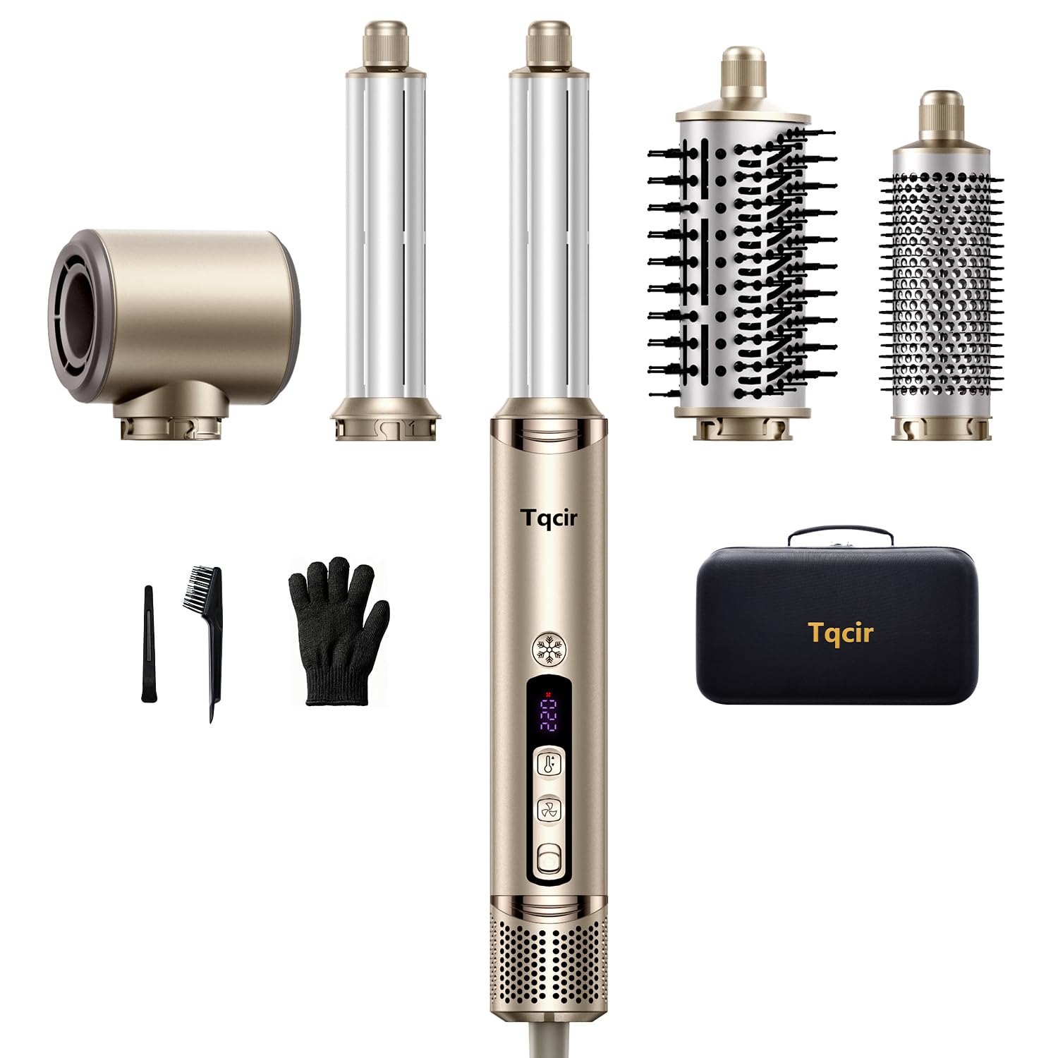 Photo 1 of Tqcir 5-in-1 Professional Hair Dryer Brush, Powerful Multi-Styler with Auto-Wrap Curlers, Fast Drying Curling Straightening Volumizing Without Heat Damage, Storage Case Best Gift for Girl/Women