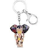 BONSNY Enamel Metal Chain Jungle Elephant Key Chains For Women Car Purse Handbag Charms