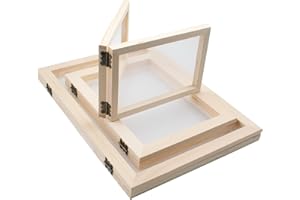 XIYAXIVICI 3 PCS Paper Making Screen 3 Sizes, A4, A5, A6 Size Natural Wooden Papermaking Mould, Wooden Paper Making Frame for DIY Paper Craft and Dried Flower Handcraft