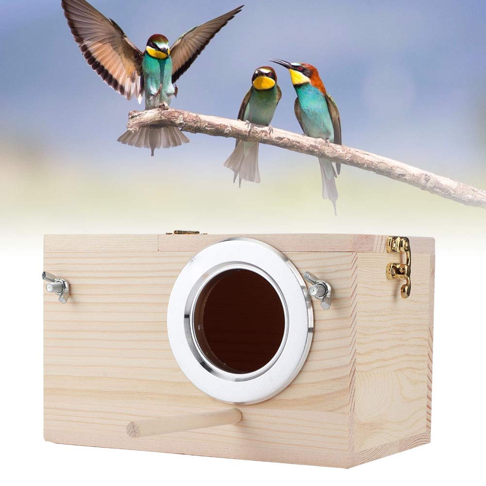 Wood Breeding Nest,Wooden Bird Nest Box,Budgie Nesting House, Aviary Cage Box for Lovebirds Cockatiel Parrot Canary African Greys Mating Aviary Box/Birds Breeding Use (12x12x19.5cm)