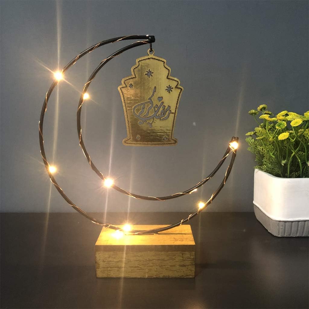 Ycncixwd DIY LED Eid Mubarak Ramadan Element Lamp Light Creative Crafts Ornament Home