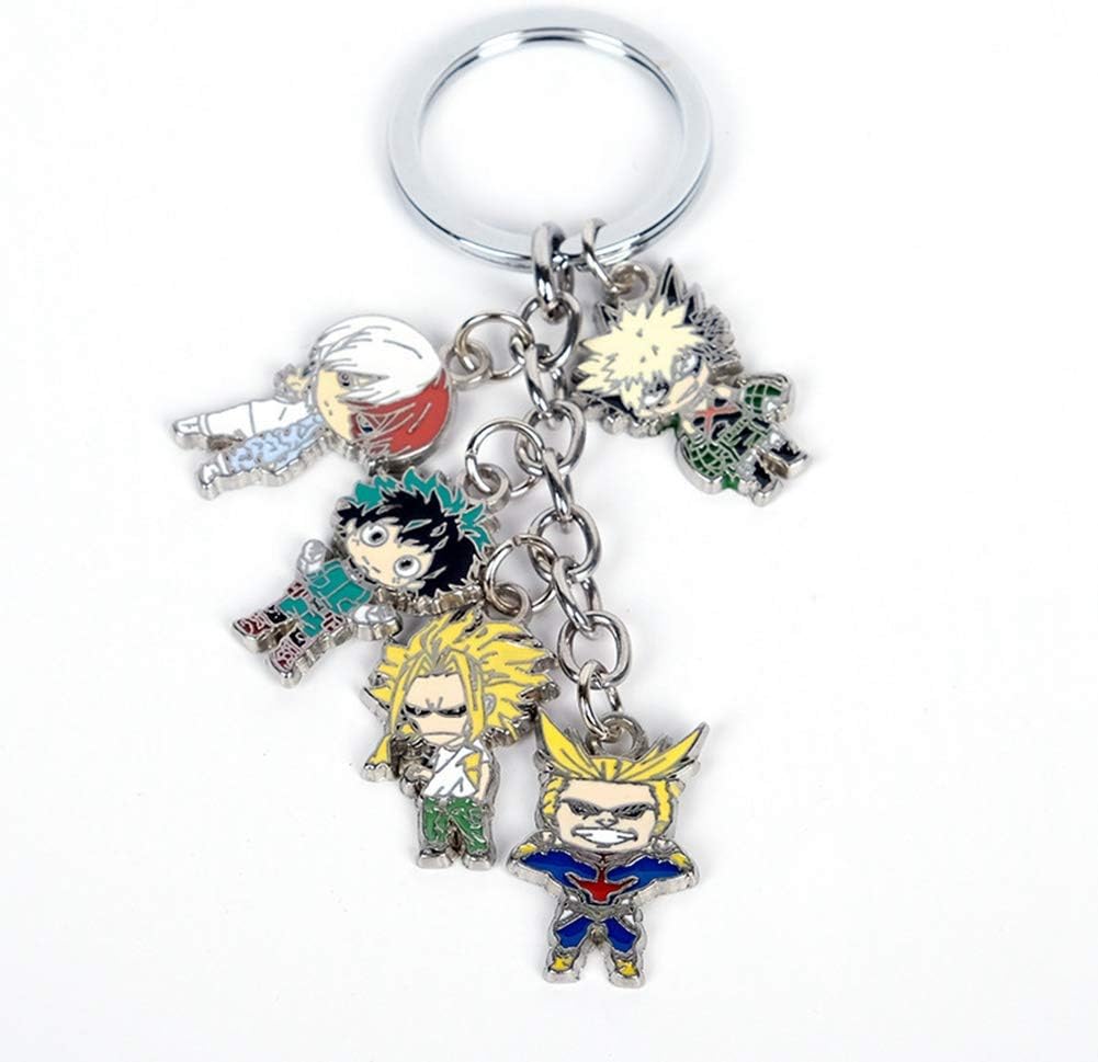 Japanese Anime My Hero Academia Keychain, Cute Acrylic Keyring with 5 Cartoon Character Doll Pendant Gift for Anime Fans