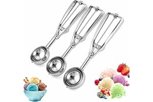Cookie Scoop Set, Ice Cream Scoop with Trigger ProfessionaI 18/8 Stainless Steel Cookie Scoop, Ice Cream Scoop 3 Versatile Si