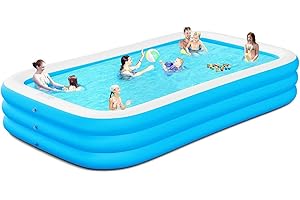 Extra Large Inflatable Pool for Adults，Lylting 145"x74"x22" Big Thickened Blow Up Swimming Pool with Repair Patch, Oversized Family Inflatable Pools for Backyard Lawn Indoor Outdoor