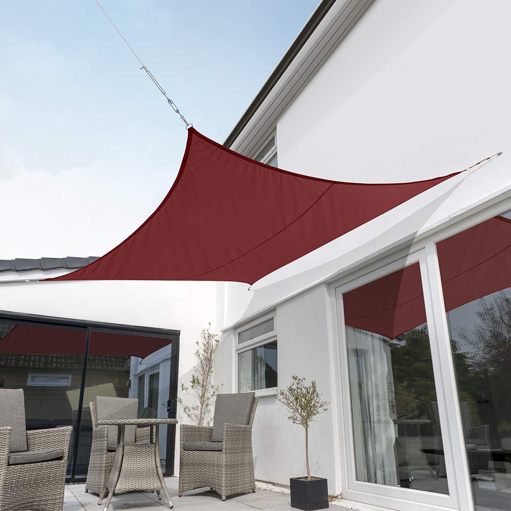 Kookaburra Waterproof Garden Sun Shade Sail Canopy in Wine 98% UV Block (3.6m Square)