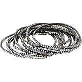 Rosemarie & Jubalee Crystal Rhinestone Stretch Bracelets, Stacking Style, Set of 12, 6.75 Inch