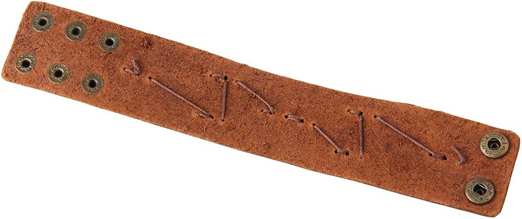 GelConnie Brown Leather Cuff Bracelet Punk Belt Braided Wrap Bracelet Viking Bangle Handmade Woven Wristband for Women, Men LPB005: Jewelry