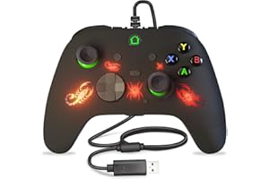 CONWIN Wired Controller for Xbox One, Support RGB LED, Turbo, Programmable button, 3.5mm jack, Gamepad Compatible with Xbox Series X|S, Xbox One S|X, and PC (Scorpion)