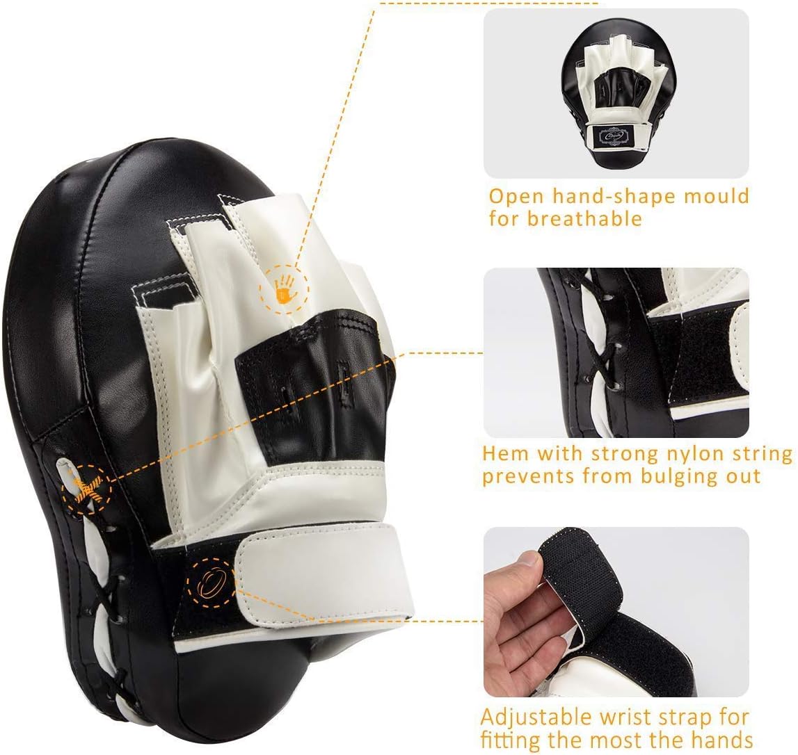 Valleycomfy Boxing Curved Focus Punching Mitts- Leatherette Training Hand Pads, Ideal for Karate, Muay Thai Kick, Sparring, Dojo, Martial Arts : Sports & Outdoors