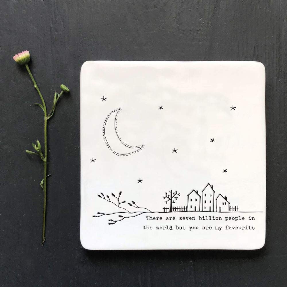 East of India Porcelain Square Coaster Keepsake -Seven Billion People